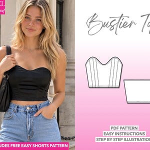 Naaipatroon voor bustiertop, korsetpatroon, naaipatroon voor bustier, tube top patroon, naaipatroon voor damestop, korsetpatroon (eenvoudig PDF-patroon)