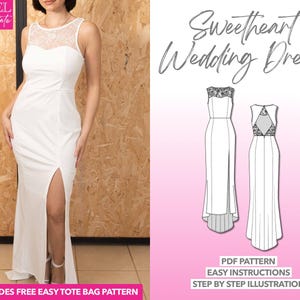 Wedding Dress Sewing Pattern Backless Dress Sweetheart Dress PDF Pattern Women Dress Sewing Pattern Bridesmaid Dress Pattern PDF Party Dress