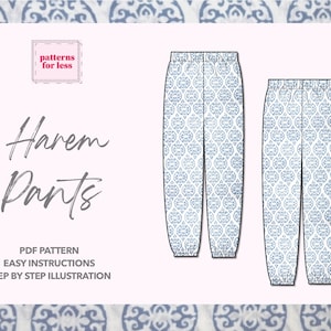 Harem Pants Sewing Pattern Pants PDF Pattern Jogger Sewing Pattern Women Pants Pattern Summer Pants Sewing Pattern Loungewear Pattern