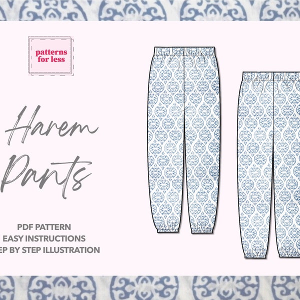 Harem Pants Sewing Pattern Pants PDF Pattern Jogger Sewing Pattern Women Pants Pattern Summer Pants Sewing Pattern Loungewear Pattern