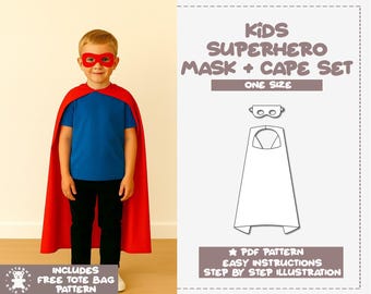 Naaipatroon superheldenmasker en cape voor kinderen – pdf-download (één maat)