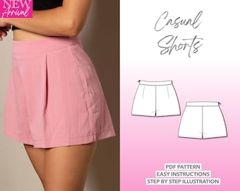 Shorts Sewing Pattern Wide Leg Shorts PDF Pattern Women Sewing Pattern Casual Shorts Pattern High Waist Shorts Sewing Pattern