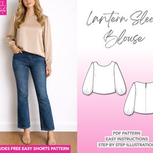 Molde de Blusa com Manga Lanterna: Blusa Feminina (Molde em PDF, XS-XXXL)