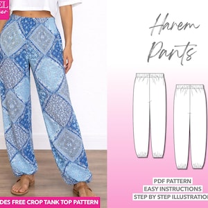 Harem Pants Sewing Pattern Women Loungewear Sweatpants Pattern Sleepwear Pants Lounge Pants Casual Pants Comfy Sweat Pants Beginner Pattern