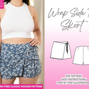 Wrap Side Tie Skort Sewing Pattern: Easy Skirt & Shorts (PDF Pattern XS-XXXL)