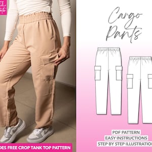 Pants Sewing Pattern Cargo Pants PDF Pattern Women Sewing Pattern Trouser Pattern Cargo Pocket Sewing Pattern Utility Pants Pattern Pocket