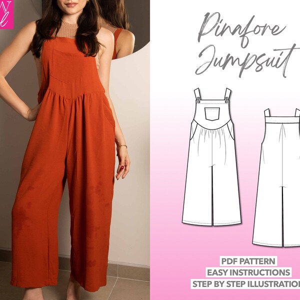 Jumpsuit Sewing Pattern Pinafore Jumpsuit Pattern Women Sewing Pattern Playsuit Pattern Overall Jumpsuit Sewing Pattern