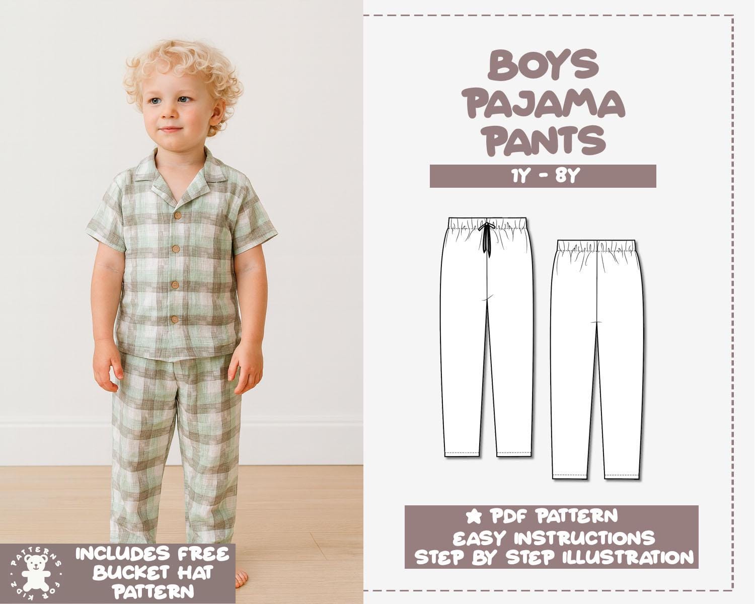 Boys Pajama Pants Sewing Pattern (1Y-8Y) (PDF Pattern) - Etsy