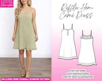 Ruffle Hem Cami Mini Dress Sewing Pattern (PDF Download)