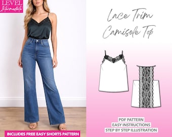 Modello di cucito per canotta con pizzo (PDF scaricabile XS-XXXL)