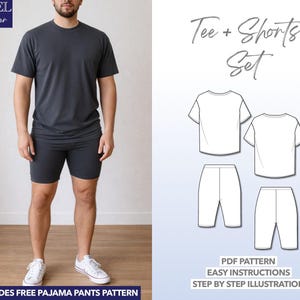 Schnittmuster für Herren T-Shirt und Biker-Shorts: Loungewear-Set (PDF-Schnittmuster, S-XXL)