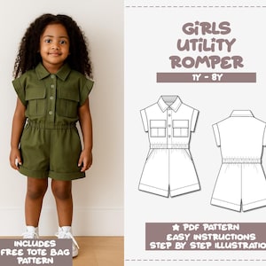 Cartamodello PDF per tutina multiuso per bambine (taglie 1-8 anni) + borsa omaggio