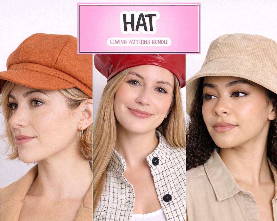 Hat Sewing Pattern Bundle: Beret, Bucket, Baker Boy Cap (PDF Pattern ...