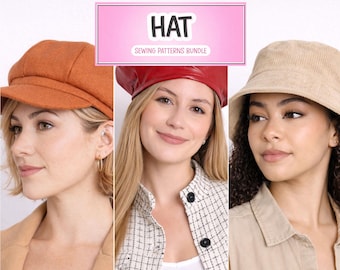Hat Sewing Pattern Bundle: Beret, Bucket, Baker Boy Cap (PDF Pattern)