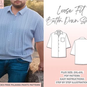 Plus Size Mens Drop Shoulder Shirt Sewing Pattern (PDF Pattern)