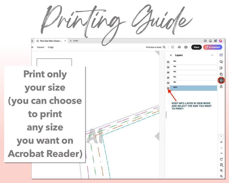 Plus Size Mens Classic Hoodie sewing pattern printing guide.
