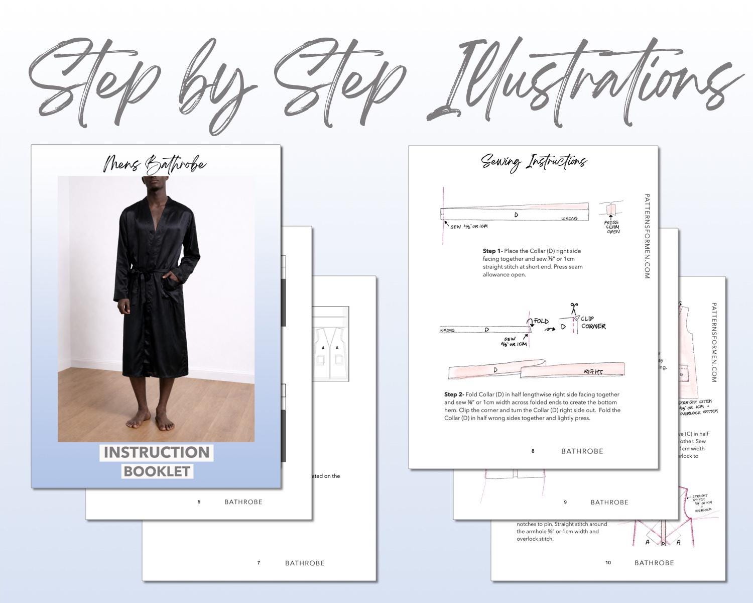 メンズバスローブの縫製パターン S-2XL：ローブラウンジウェア