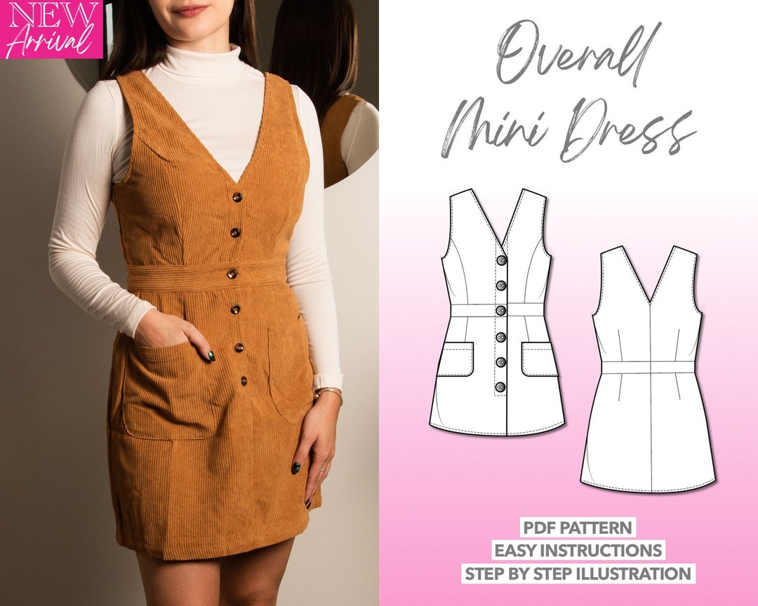 Dress Sewing Pattern Button Down Overall Dress Pattern Women Dress