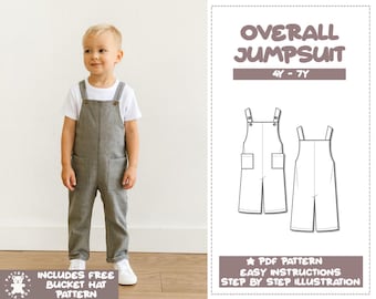 Toddler Boy Overall Jumpsuit Sewing Pattern (4Y-7Y) (PDF Pattern)