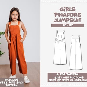 Girls Jumpsuit Sewing Pattern Pinafore Jumpsuit Pattern Kids Sewing Pattern Playsuit Pattern Overall Jumpsuit Sewing Pattern PDF Jumpsuit