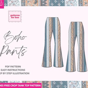 Pants Sewing Pattern Boho Pants PDF Pattern Knit Pants Sewing Pattern Women Sewing Pattern Comfy Pants Pattern Vintage Pants Pattern Easy