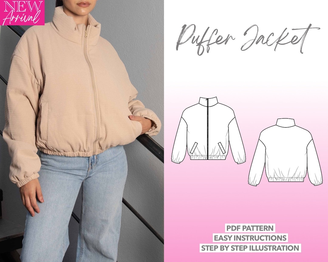 Puffer Jacket Sewing Pattern Women Sewing Pattern Zip up Jacket PDF ...