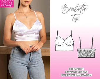 Top Sewing Pattern Bralette Cami Top Pattern Women Top Sewing Pattern Corset Top Pattern Bralette Pattern Crop Top Sewing Pattern