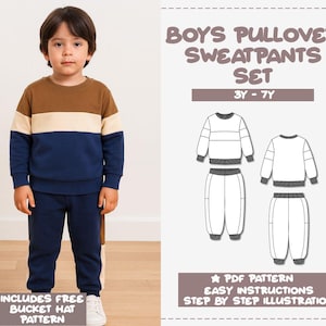 Patrón de costura para conjunto de chándal para niño (patrón PDF)