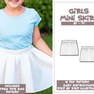 Girls Pleated Mini Skirt Sewing Pattern (3Y-7Y) (PDF Pattern)