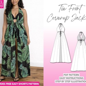 Tie Front Halter Coverup Jacket Sewing Pattern (PDF Download XS-XXXL)