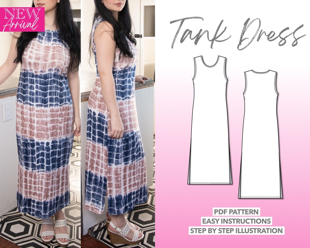 Tank Dress Sewing Pattern Easy Dress Pattern Split Hem Sewing Etsy