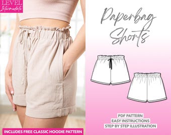 Paperbag Shorts Sewing Pattern: Women's Wide Leg Shorts (PDF