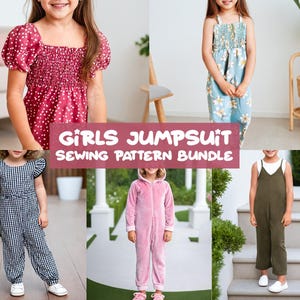 Girls Jumpsuit Sewing Patterns 1Y-12Y Kids Jumpsuit Pattern Girls Overall Sewing Pattern PDF Girls Sewing Pattern Jumpsuit Sewing Pattern
