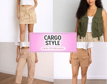 Cargo Sewing Pattern Bundle: Skirt, Vest, Pants, Shorts (PDF Download XS-XXXL)
