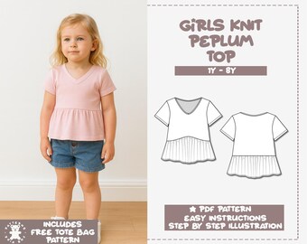Girls Knit Peplum Top Sewing Pattern (PDF Pattern)