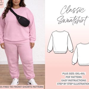 Plus Size Oversized Sweatshirt Sewing Pattern 0XL-4XL (PDF Pattern)