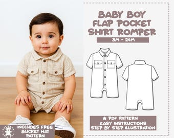 Naaipatroon romper romper babyjongen met klepzak (pdf-patroon)