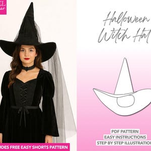 Hexenhut Schnittmuster (Größe S-L) - Halloween Kostüm (PDF Pattern)