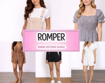 Romper Sewing Pattern Bundle: 5 Styles, XS-XXXL (PDF Download)