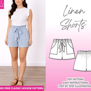 Belted Patch Pocket Shorts Sewing Pattern (PDF Download XS-XXXL)