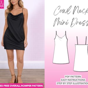 cowl neck mini dress pattern Cowl Neck Mini Dress Sewing Pattern