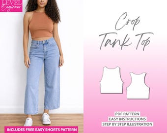 Naaipatroon crop tanktop: eenvoudige pdf-download (XS-XXXL)