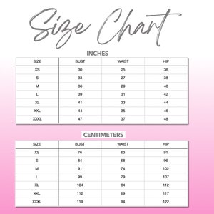 Patterns For Less size chart.