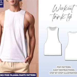 Top Sewing Pattern Workout Top Pattern Tank Top Pattern Tank Top PDF Pattern Men Sewing Pattern Tank Sewing Pattern Gym Tank Pattern Men Top