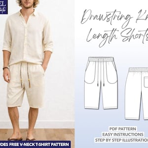 Herren Kordelzug Knielange Shorts Schnittmuster (PDF-Muster)
