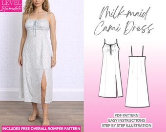 Milkmaid Cami Dress Sewing Pattern: Women's Midi Slip (PDF Pattern XS-XXXL)