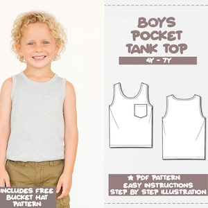 Kids Tank Top Sewing Pattern Boys Tank Top Pattern Pocket Tank Sewing Pattern Beginner Friendly Kids Sewing Pattern Easy Boys Shirt Pattern