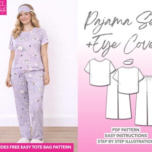 Patrón de costura para pijama: ropa de dormir (patrón PDF para tallas XS-XXXL)