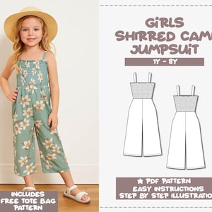 Girls Shirred Cami Jumpsuit Sewing Pattern (PDF)