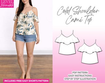 Off-the-shoulder Ruffle Crop Top | Digital PDF Sewing Pattern | US Size ...